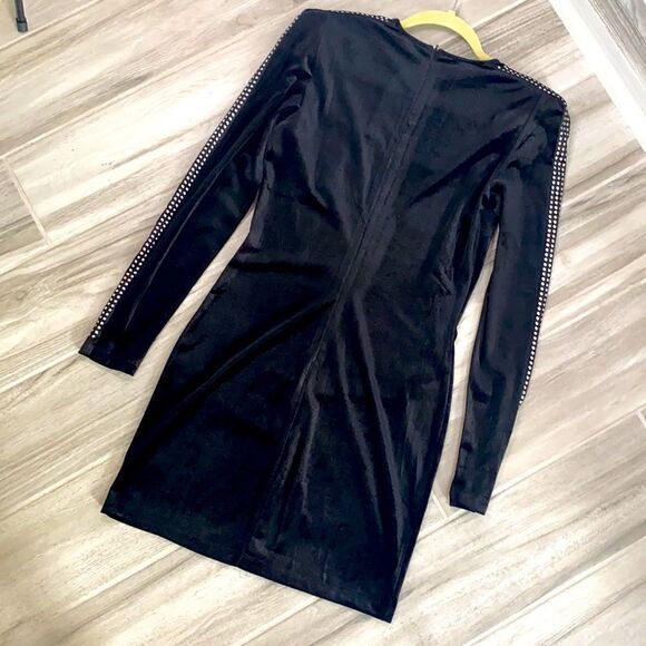 Forever 21 Black Stretchy Velvet Mini Dress M - Picture 4 of 6